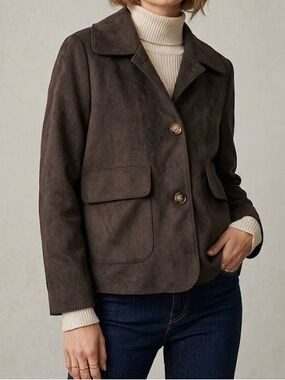 Zara Brown Vegan Suede Leather Jacket Large